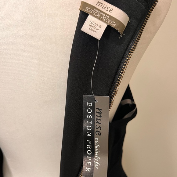 NWT Muse Exclusive Boston Proper Black Fringe Mini Cocktail Dress Size 8 - Picture 6 of 7